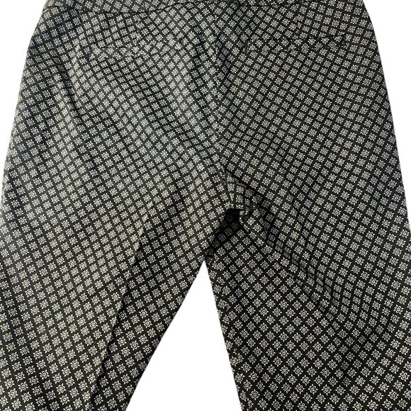 CYNTHIA ROWLEY ANKLE PANTS SIZE 2 BLACK/WHITE/MUSTARD GEOMETRIC STRETCH - Picture 3 of 9